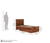 MoonWooden Solid Sheesham Wood Single Bed with Drawer Storage - Elegant and Functional Bedroom Furniture (Honey Finish)